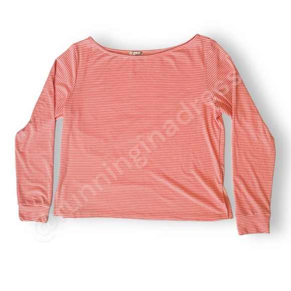 NWOT Free People Outside The Lines Stripped Long Sleeve Lounge Top Pink Medium - Picture 4 of 11